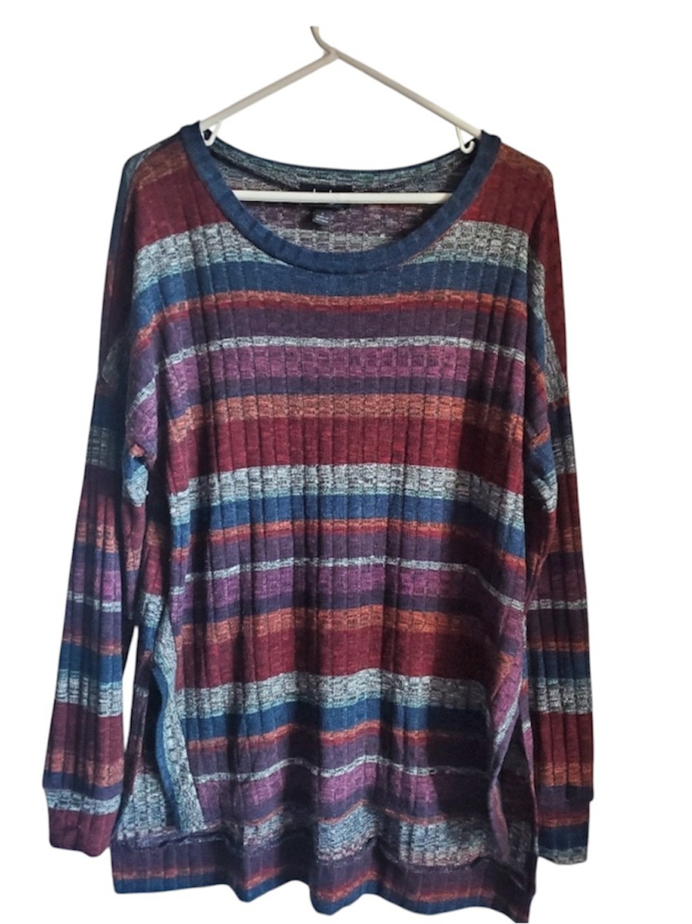 Byby Striped Long Sleeve Textured Navy Colors Stretch Long Fit Womans Size Large